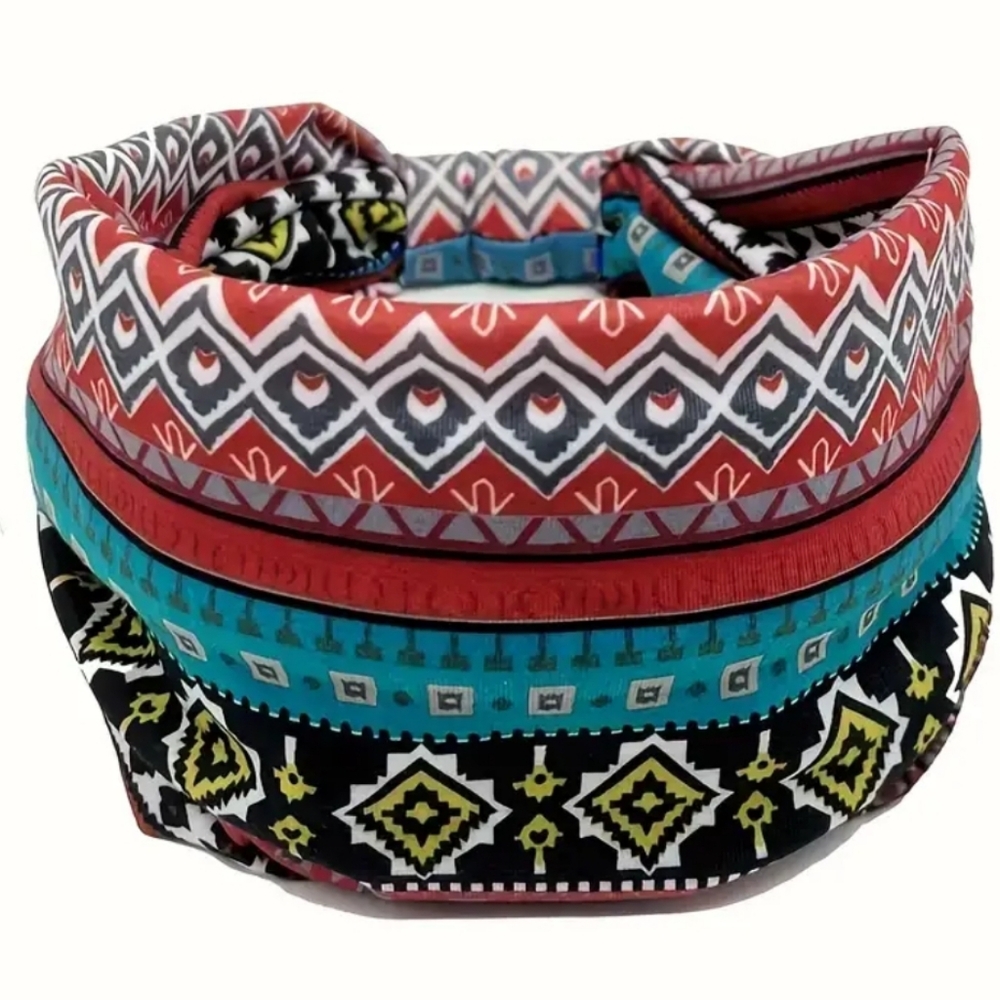 🆕️LAST SET❣️ BOHO RETRO AZTEC TRENDY MULTICOLOR HEADBANDS~ SET OF 4 Y2K TRENDY - Picture 7 of 12